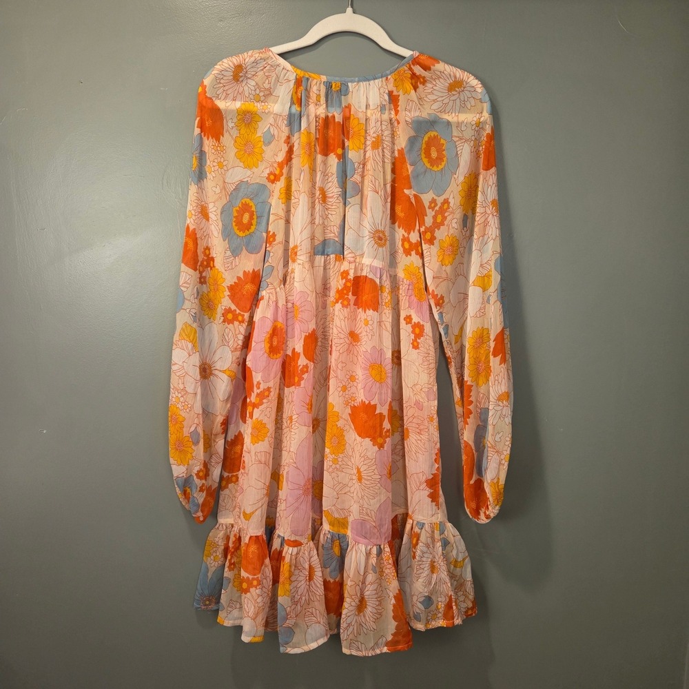 ASOS Women's Retro Style Floral Print Long Sleeve Dress Size 6 Tiered Ruffle